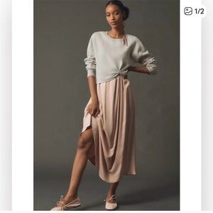 Twofer sleeveless dress with cropped sweatshirt